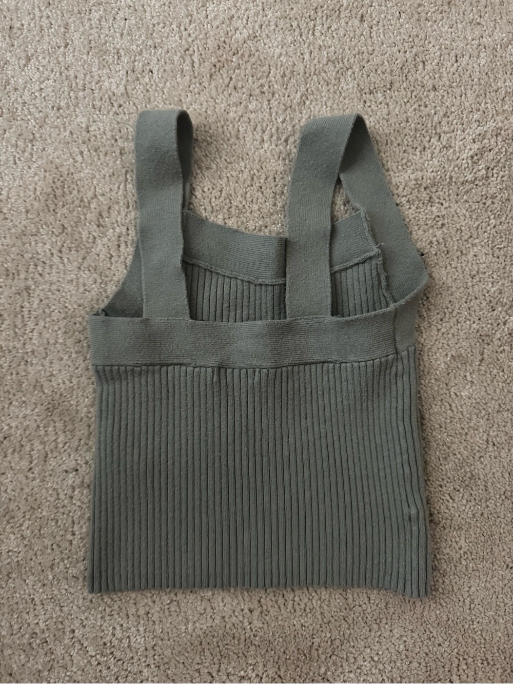 AbercrombieRibbed Square-Neck Tank Top in Olive Green - Picture 2 of 3